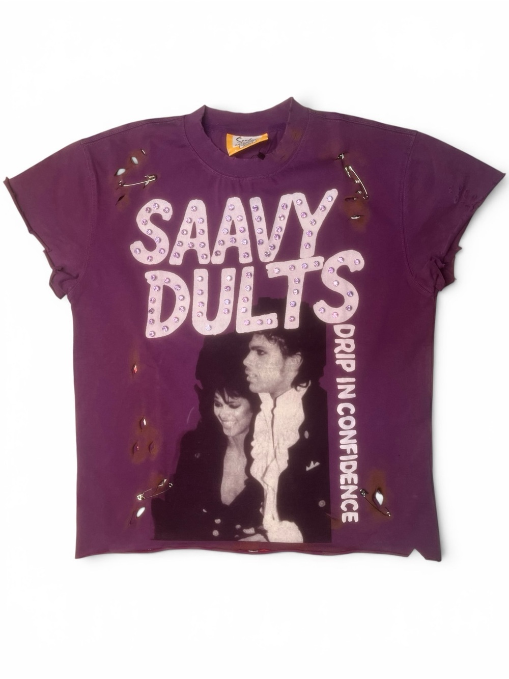 Sz Various Saavy dult prince distressed vintage tee